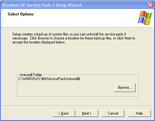 Windows saves a copy of the files being replaced by the Service Pack, so that you can uninstall it if problems arise.
