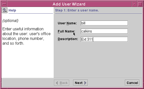 The Add User Wizard.