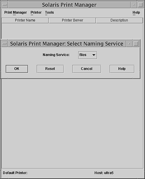 The Print Manager startup windows.