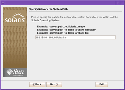 Specify Network file system path window