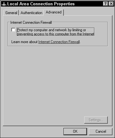 You can enable ICF in the Advanced tab of the Local Area Network Connection Properties dialog box.