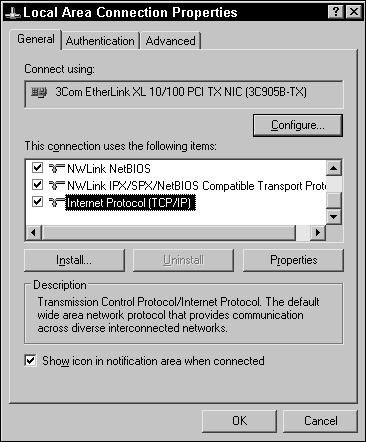 You can configure TCP/IP filtering by selecting TCP/IP in the list and clicking the Properties button.