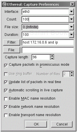 Capturing data with Ethereal.