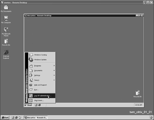 Client access to a Windows 2003 Terminal Server.