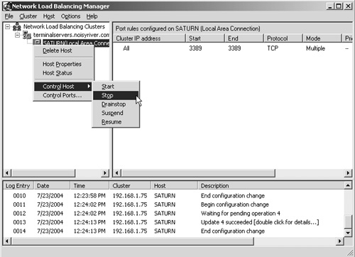 Windows Server 2003 Network Load Balancing Manager.