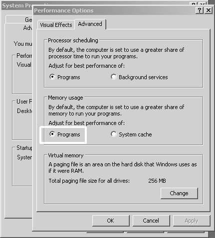 Managing System Cache allocation on Windows 2003 Server.