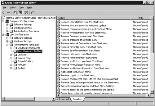 A Windows User Configuration group policy example.