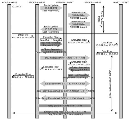 NHRP Exchange and Route Resolution for Spoke-to-Spoke Connection Establishment