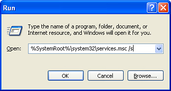 Accessing Windows Services Control Panel