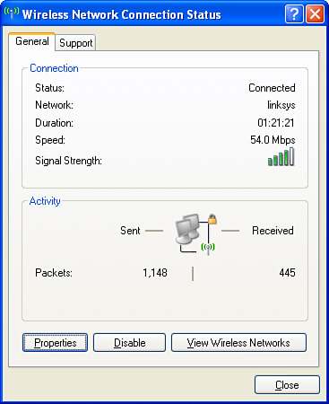 Wireless Network Connection General Status