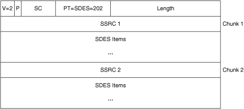 RTCP SDES Packet Format