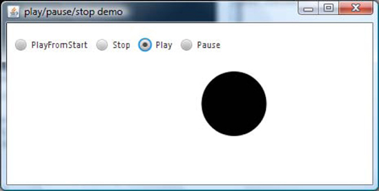 Output from the Play/Pause/Stop demo