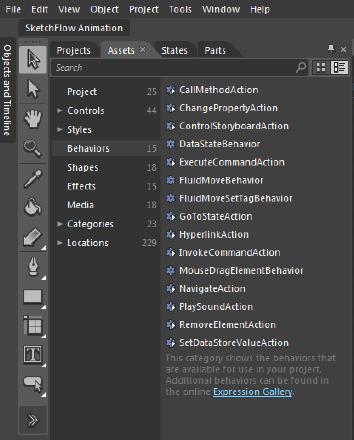 Behavior assets in Expression Blend