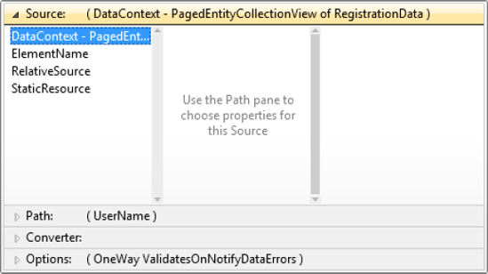 Selecting a data binding source