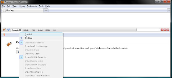 Enabling Firebug from the Console menu
