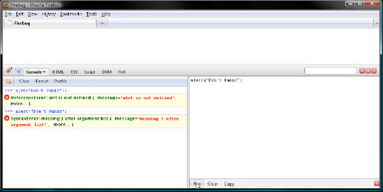 Oops—JavaScript returns a SyntaxError saying "missing) after argument list".