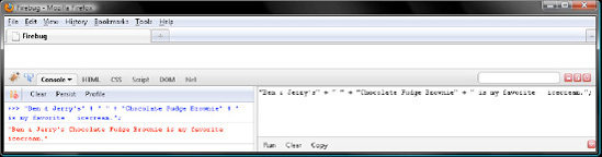 Gluing five strings together with the + operator