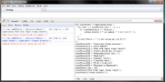 The function rankFlavor() now contains ten elements in addition to a snippet of code.