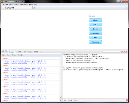 Moving the interface to the right in 10-pixel increments with the help of queryCascade()