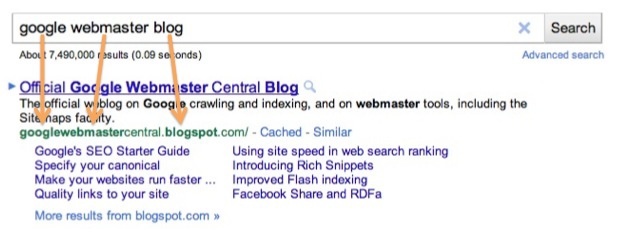 Query terms are highlighted in the URL—helpful to searchers