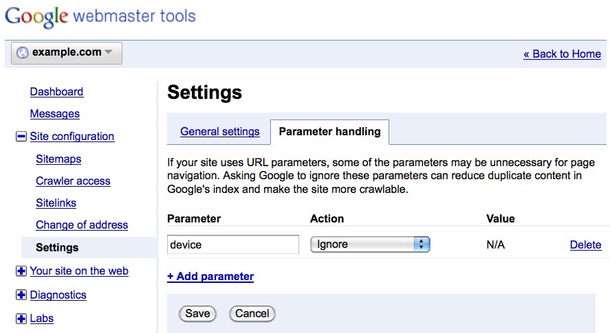 For sites with dynamic URLs, Google Webmaster Tools’ “parameter handling” allows the developer to specify to Googlebot which parameters to ignore when crawling