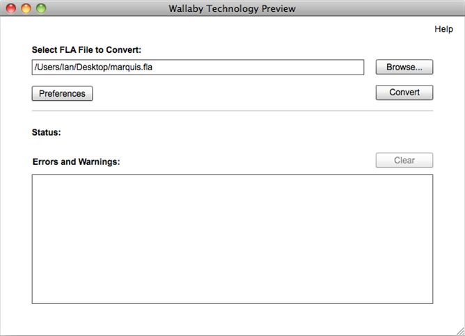 The Wallaby application interface