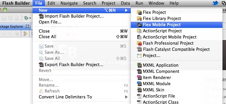 Create a Flex Mobile Project