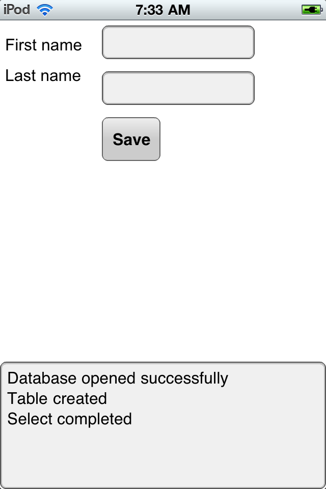 SQLite sample application