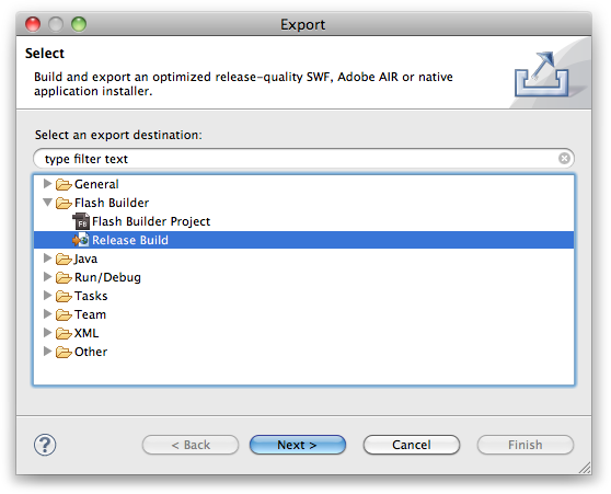 Flash Builder→Release Build