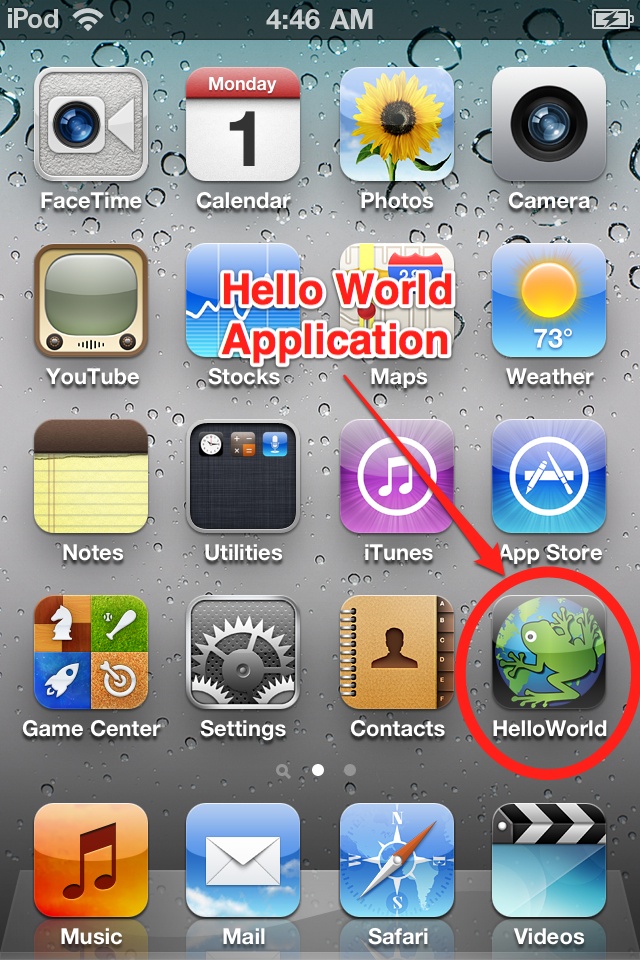 Hello World installed on iPod