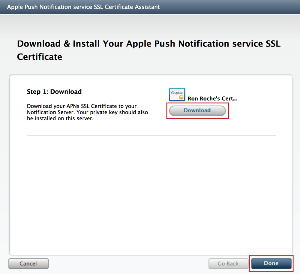 Downloading the APNS Certificate