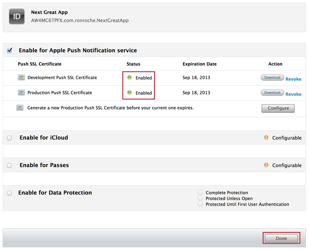 An App ID Enabled for APNS