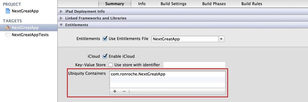 Enabling iCloud Document Storage