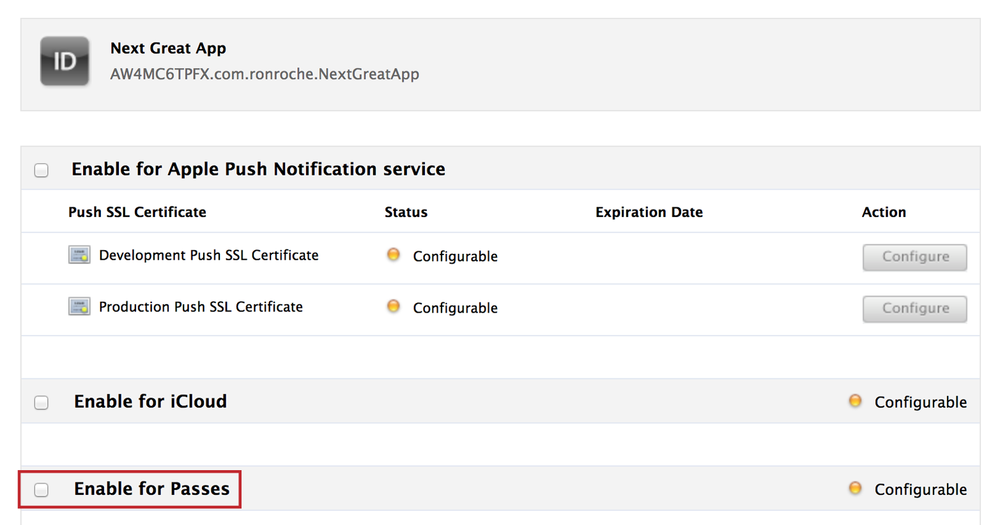 Enabling an App ID for Passes