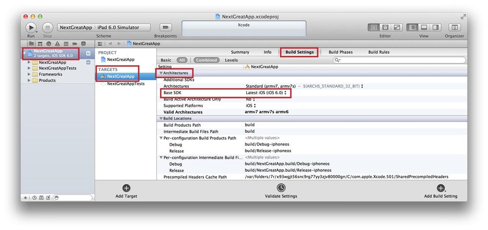 Setting the Base SDK for the target