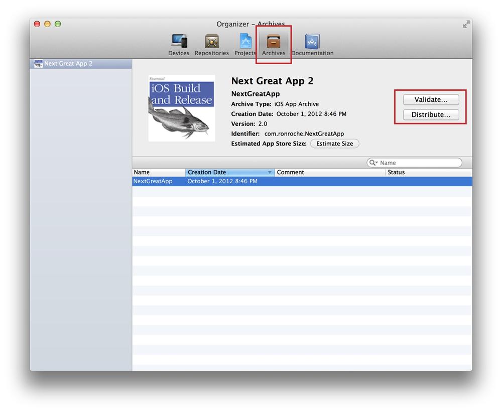 Using Organizer to validate or submit your app to Apple
