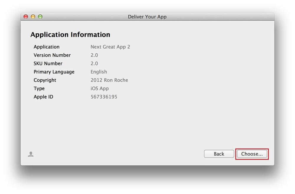 Your Application Information from iTunes Connect