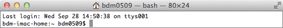 When you first open Terminal, you won’t be too impressed. You’ll get a line that probably matches your computer’s name, and then a weird dollar sign. Don’t worry—this will all soon be old hat.