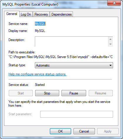 In Windows, you can find most of the programs that interact with your system in the Local Services section of your Administrative Services control panel. You can start and stop services, look for errors, and set a service to start automatically: all of which the MySQL installation so nicely handled for you.