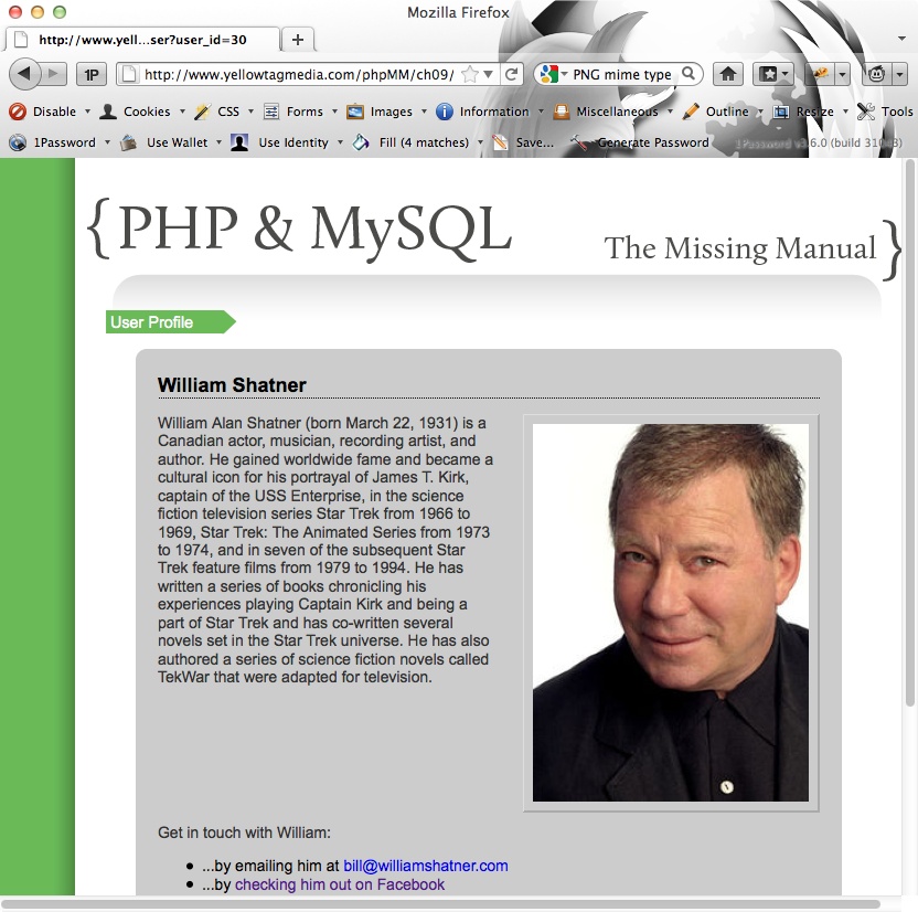 Wow, has this been a long time in coming. Just a few hundred lines of code ago, you were referencing an image on a file system. Cool, yes; but loading an image from a database? That was something else altogether. Now you’ve got a new script, a new approach, and yet another way to show a user’s smiling face (or perhaps, her cat’s face) in full color.