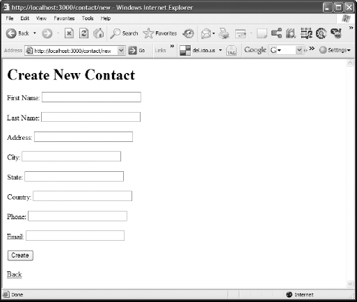 The ContactList new contact view