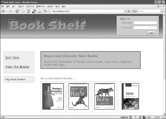 The Book Shelf Home page