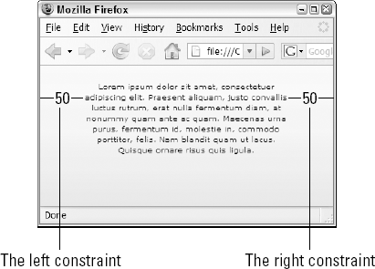 A control with constraint-based sizing