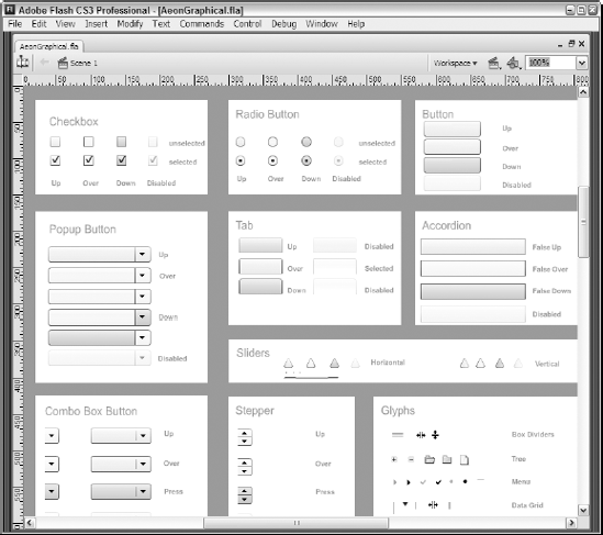 The Flash skinning source file, AeonGraphical.fla