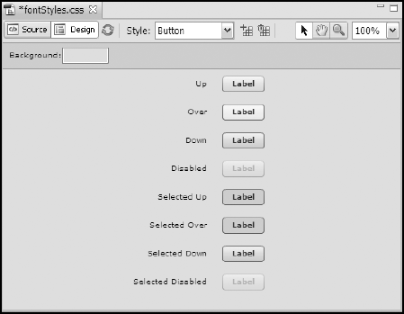 The CSS Design view editor previewing the Label control