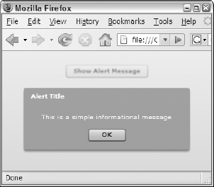 A simple Alert pop-up dialog box
