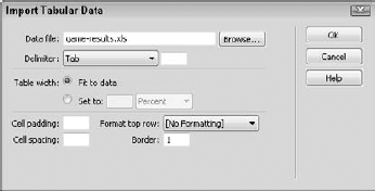 You can import tabular data into Dreamweaver from other programs, such as Excel.