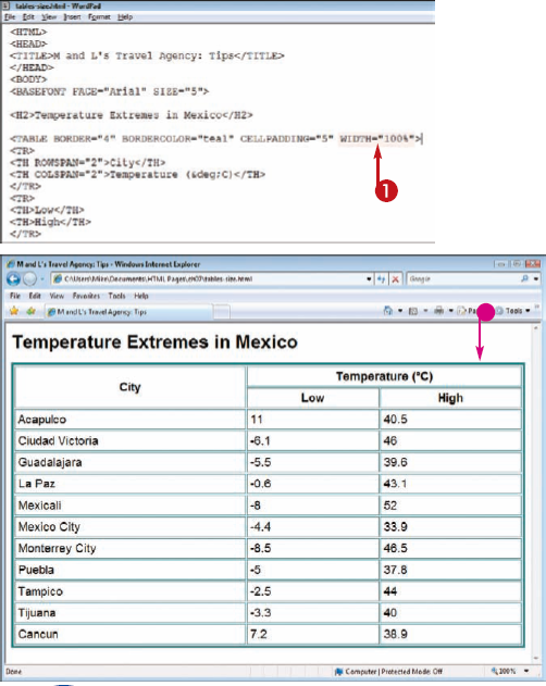 SET A TABLE SIZE AS A PERCENTAGE