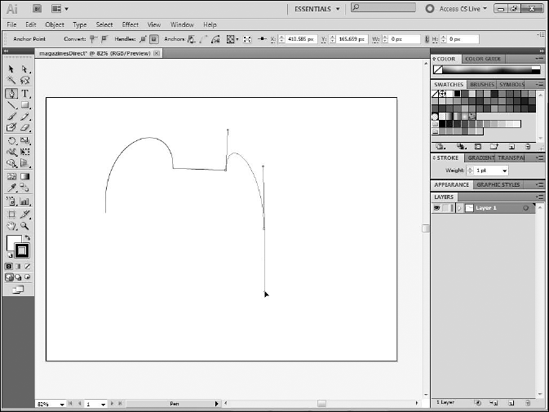 Drawing shapes with the Pen tool