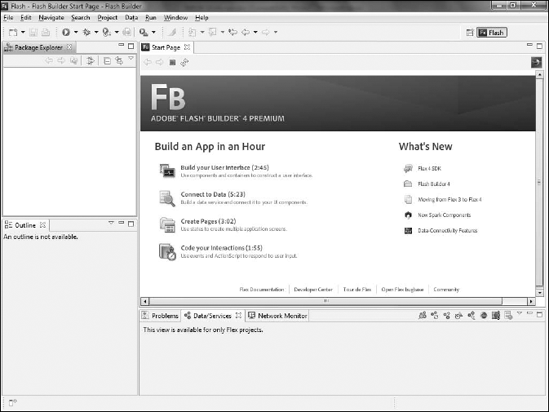 The Flash Builder interface